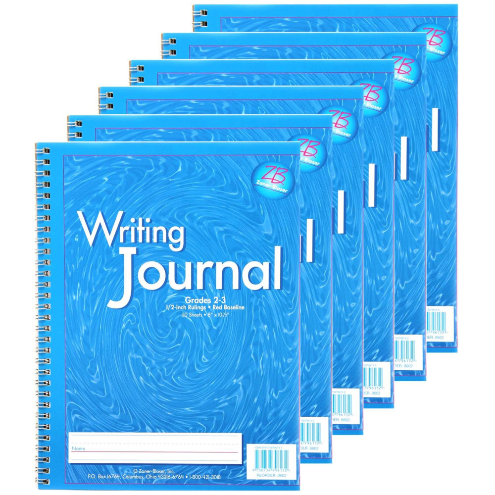Pacon Zaner-Bloser My Writing Journals, 8in x 10-1/2in, Blue, Grade 2 To 3, Pack Of 6 Journals MPN:ELP0602-6