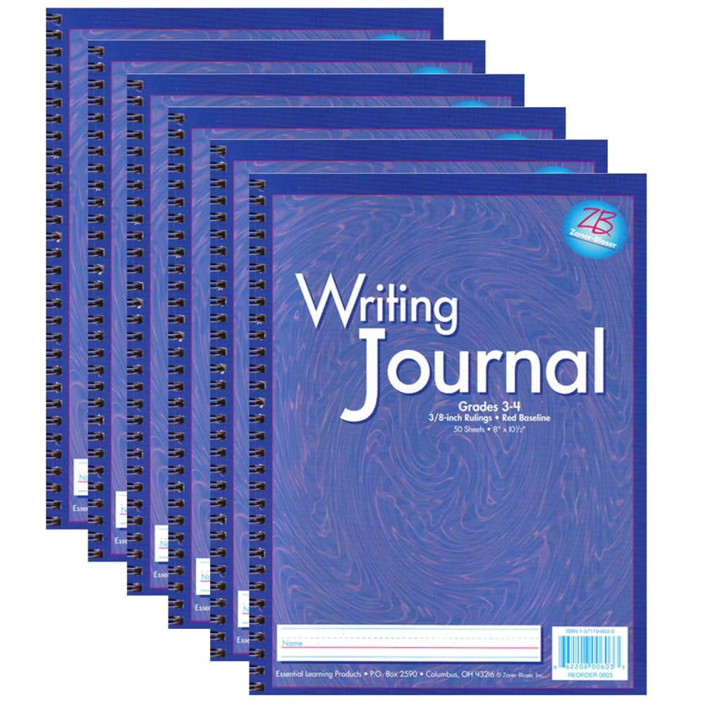 Pacon Zaner-Bloser My Writing Journals, 8in x 10-1/2in, Purple, Grade 3 To 4, Pack Of 6 Journals MPN:ELP0603-6