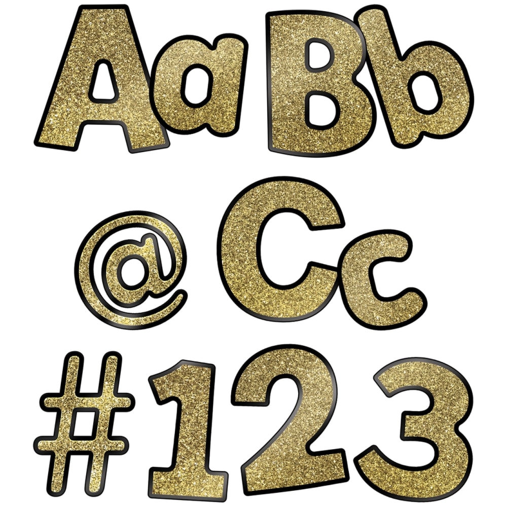 Carson Dellosa Education EZ Letters, 4in, Sparkle + Shine Gold Glitter, 219 Pieces Per Pack, Set Of 2 Packs MPN:CD-130083-2