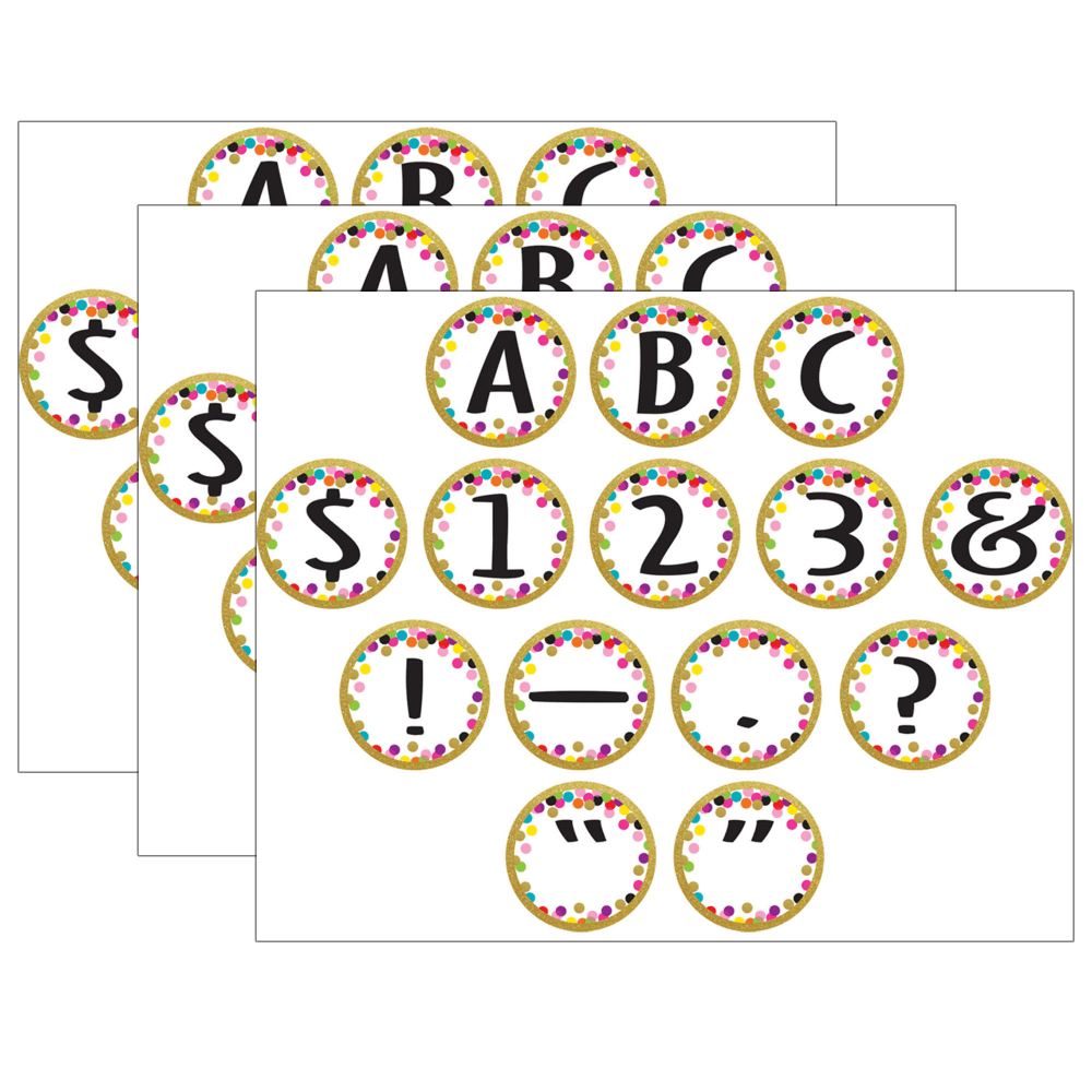 Teacher Created Resources Circle Letters, Confetti, 216 Characters Per Pack, Set Of 3 Packs MPN:TCR5849-3