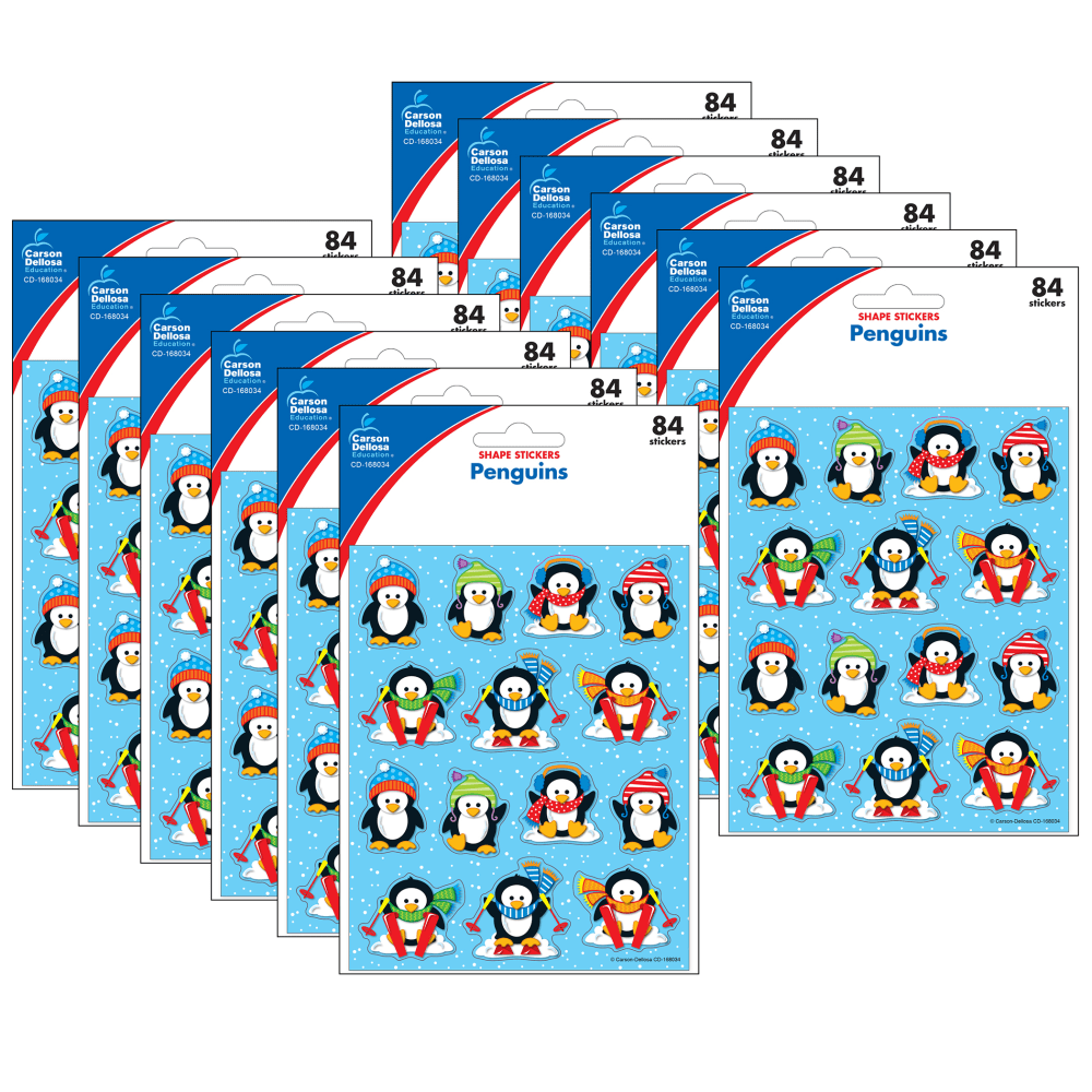 Carson Dellosa Education Stickers, Penguins, 84 Stickers Per Pack, Set Of 12 Packs MPN:CD-168034-12