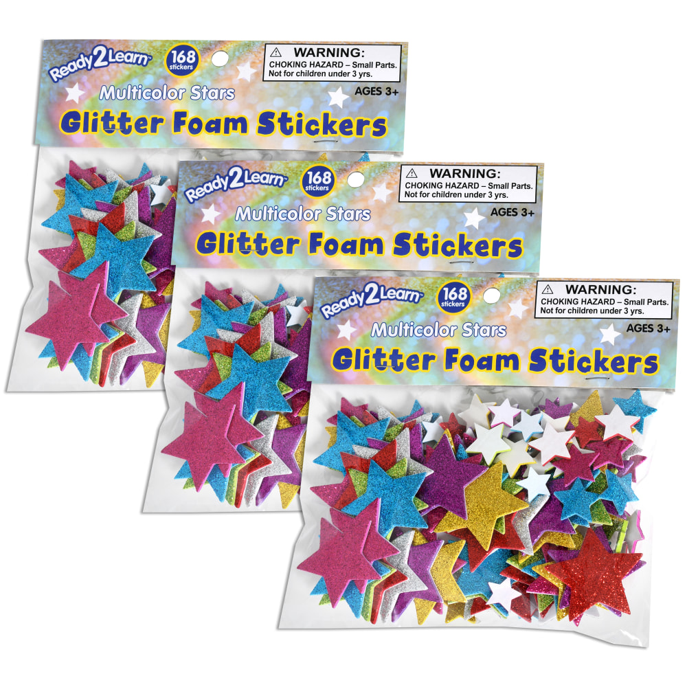 Ready 2 Learn Glitter Foam Stickers, Stars, Multi Glitter, 168 Stickers Per Pack, Set Of 3 Packs MPN:CE-10082-3