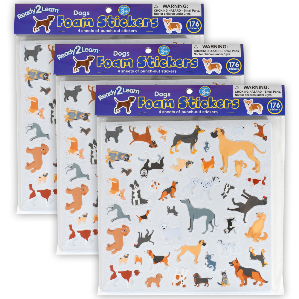 Ready 2 Learn Foam Stickers, Dogs, Pack Of 176 Stickers, Set Of 3 Packs MPN:CE-10121-3
