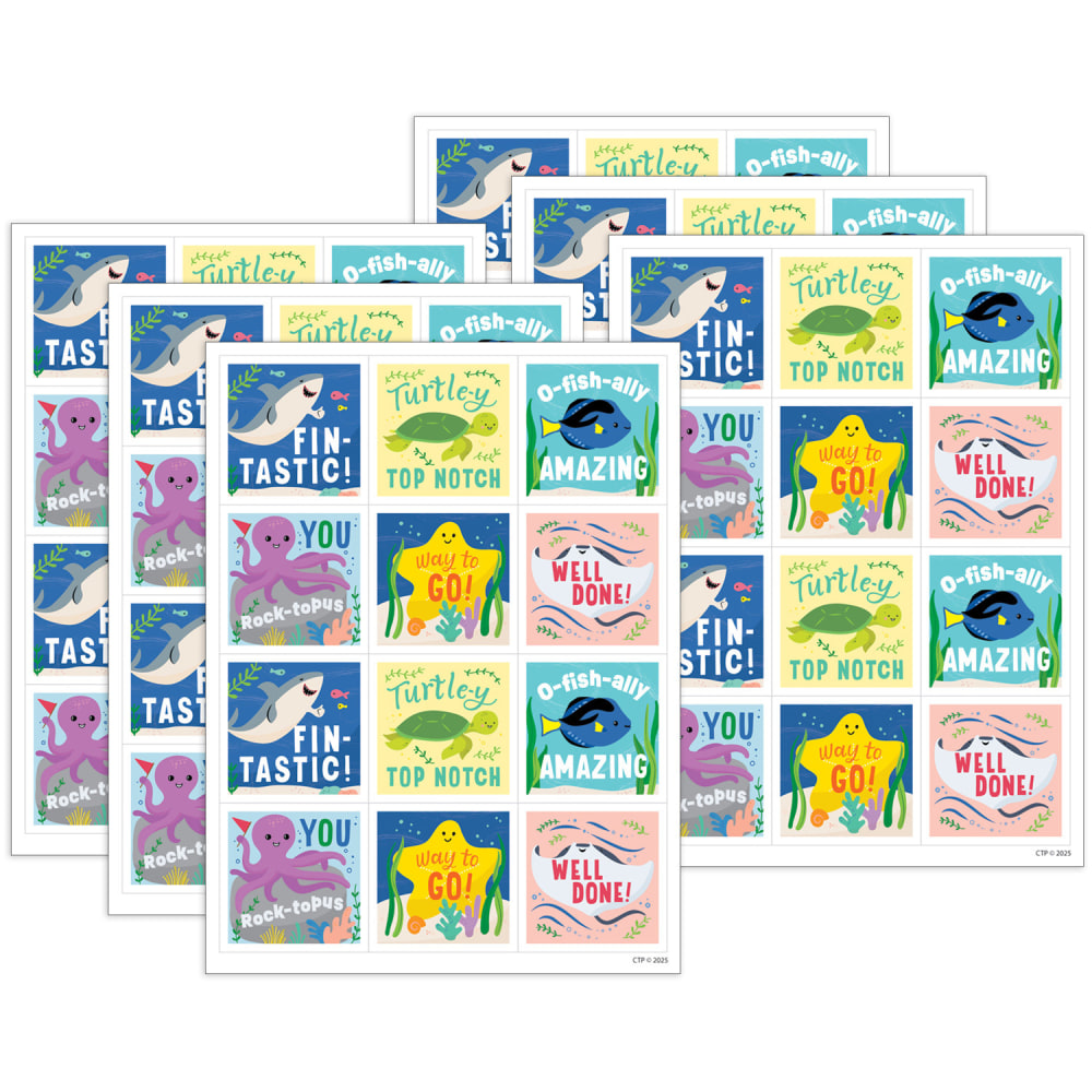 Creative Teaching Press Reward Stickers, Sea Friends, 60 Per Pack, Set Of 6 Packs MPN:CTP11019-6
