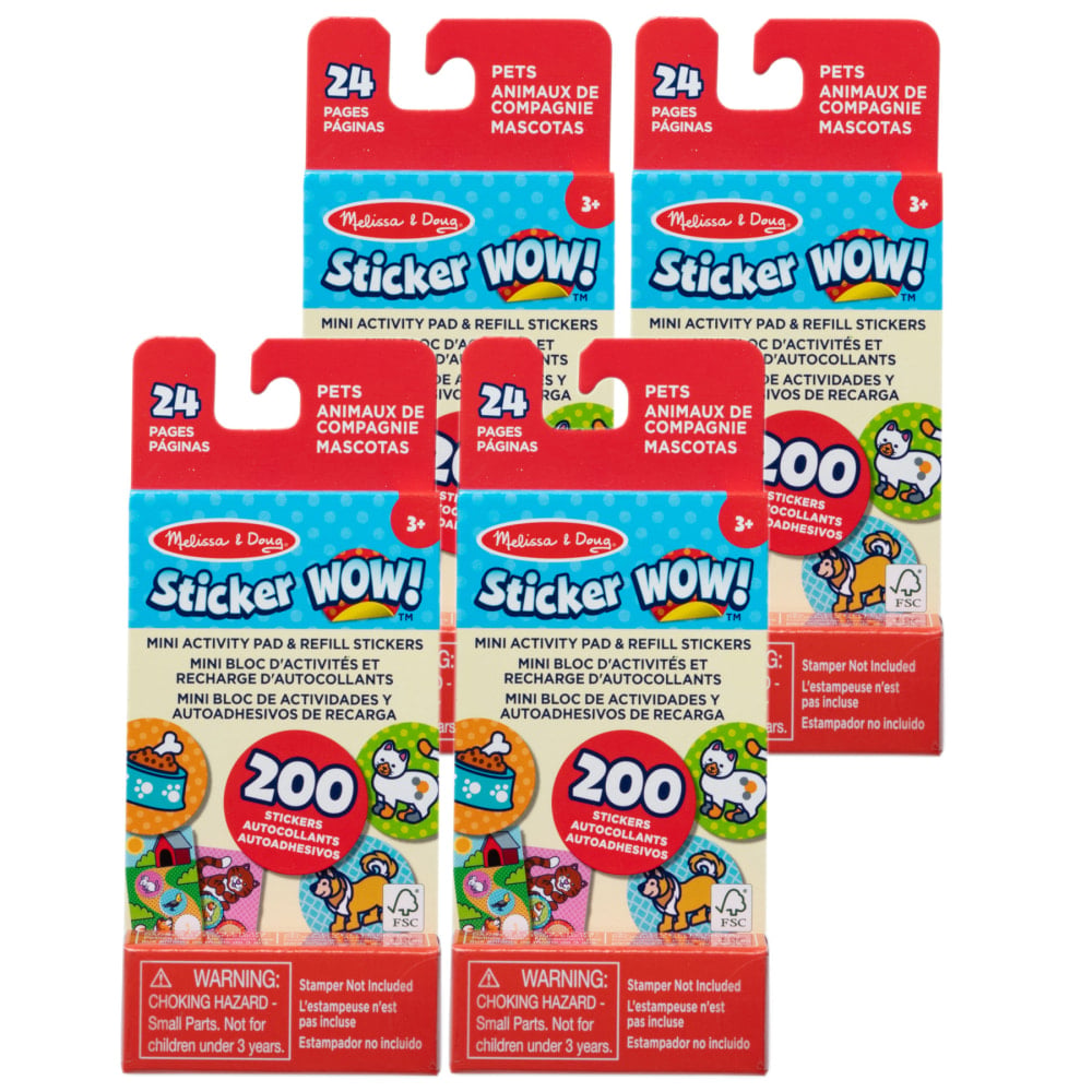 Melissa & Doug Sticker WOW! Mini Activity Pad with Refill Stickers, Pets, 200 Stickers Per Set, 4 Sets MPN:LCI50927-4