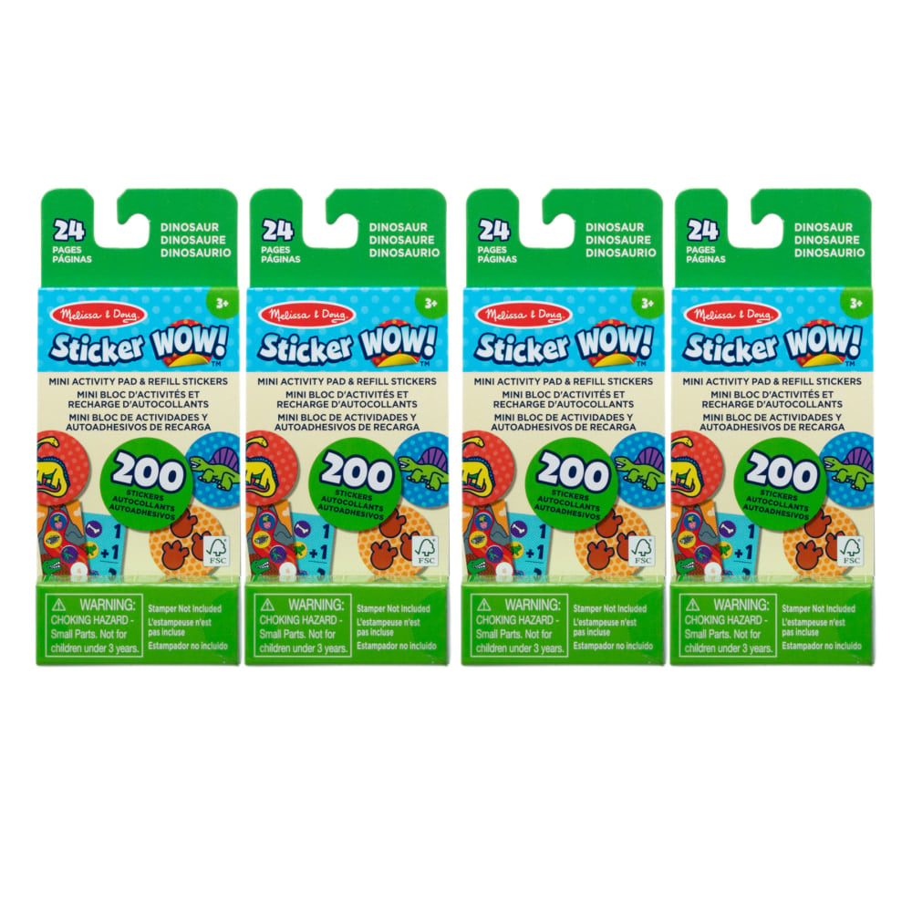 Melissa & Doug Sticker WOW! Mini Activity Pad with Refill Stickers, Dinosaur, 200 Stickers Per Set, 4 Sets MPN:LCI50928-4