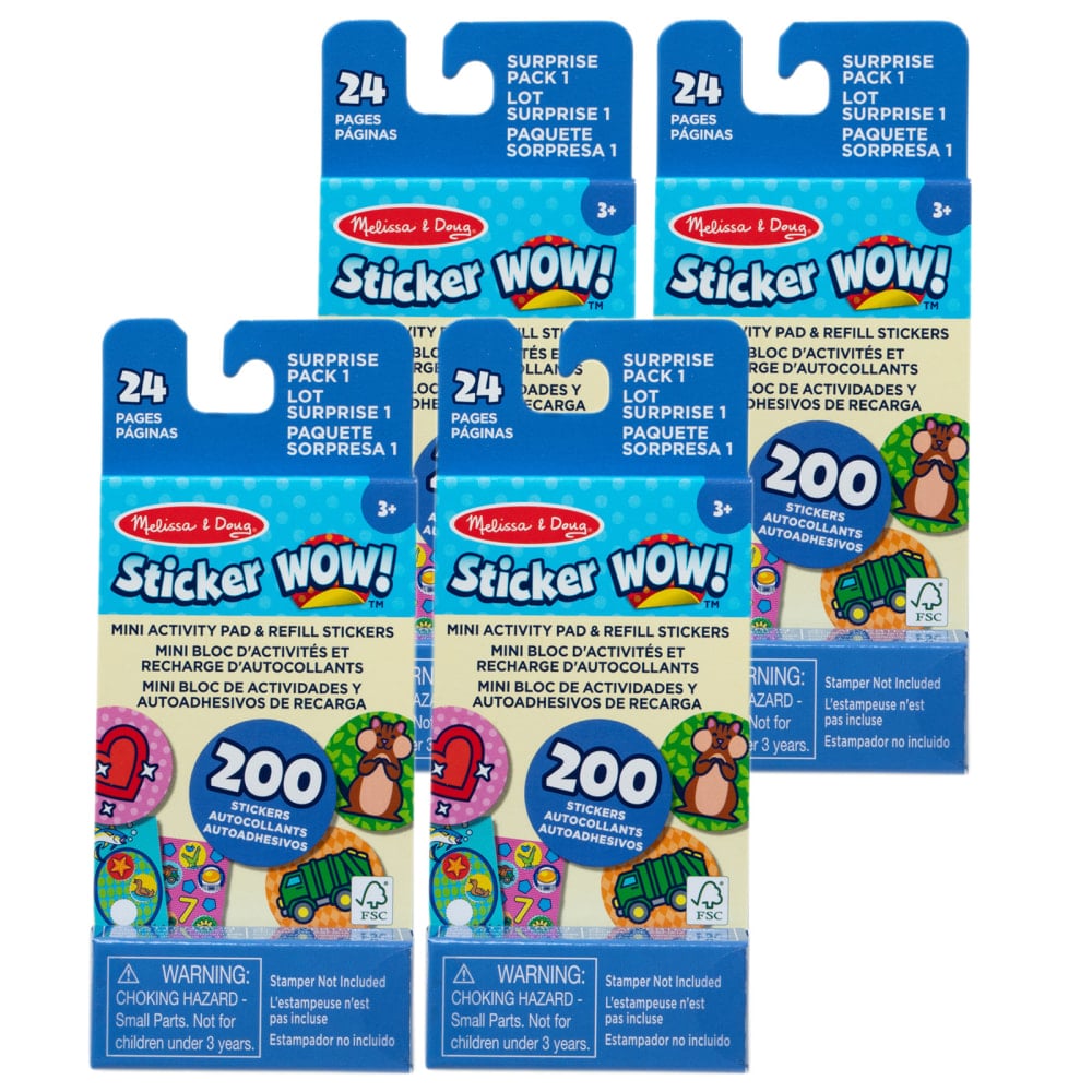 Melissa & Doug Sticker WOW! Mini Activity Pad with Refill Stickers, Surprise Pack 1, 200 Stickers Per Set, 4 Sets MPN:LCI50929-4