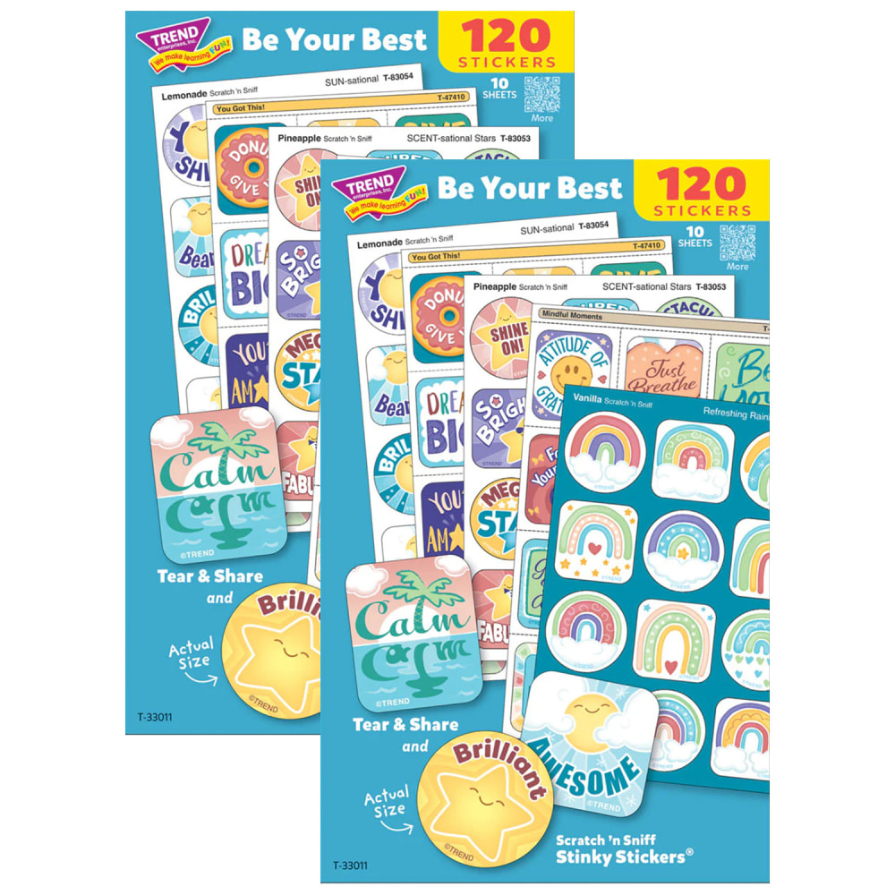 TREND Mixed Stickers Variety Pack, Be Your Best, 120 Per Pack, Set Of 2 Packs MPN:T-33011-2