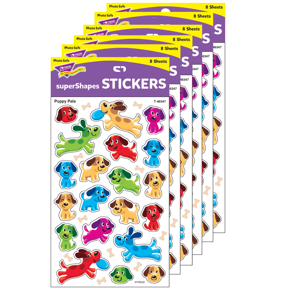 Trend superShapes Stickers, Puppy Pals, 160 Stickers Per Pack, Set Of 6 Packs MPN:T-46347-6