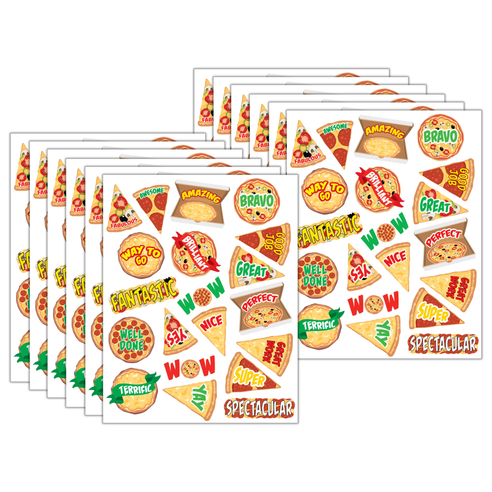 Teacher Created Resources Stickers, 2-1/2in x 1/2in, Pizza, 120 Stickers Per Pack, Bundle Of 12 Packs MPN:TCR7091-12