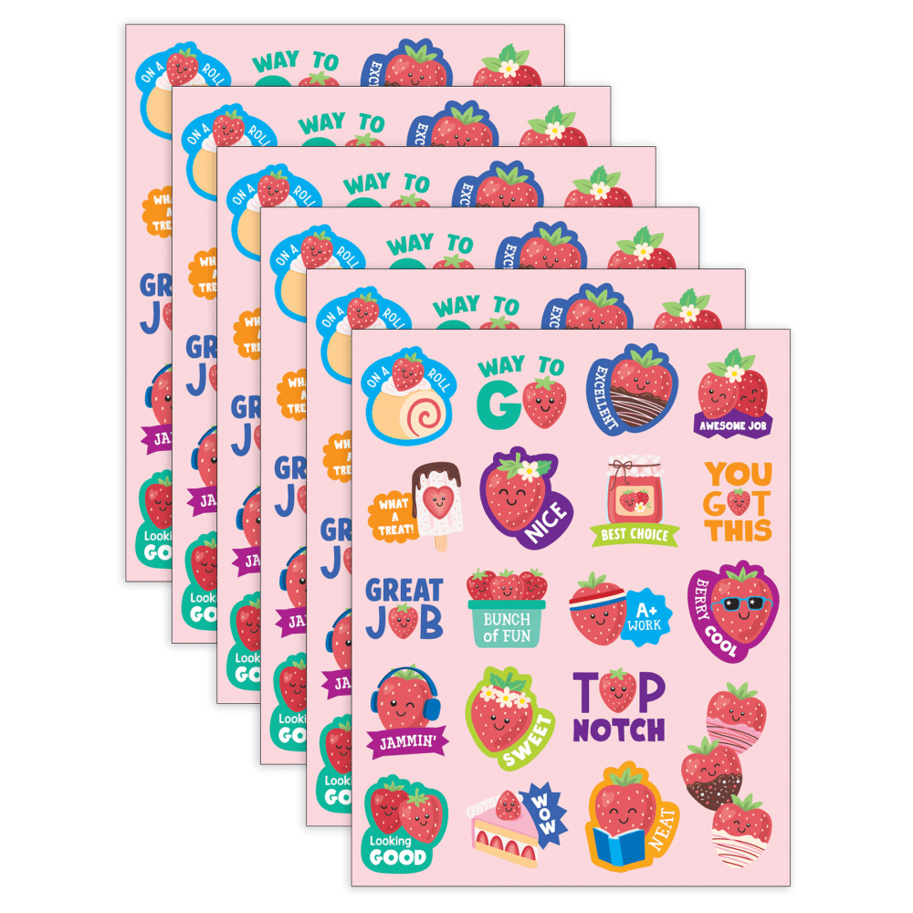 Teacher Created Resources Smelly Stickers, Strawberry, 114 Per Pack, Set Of 6 Packs MPN:TCR9442-6