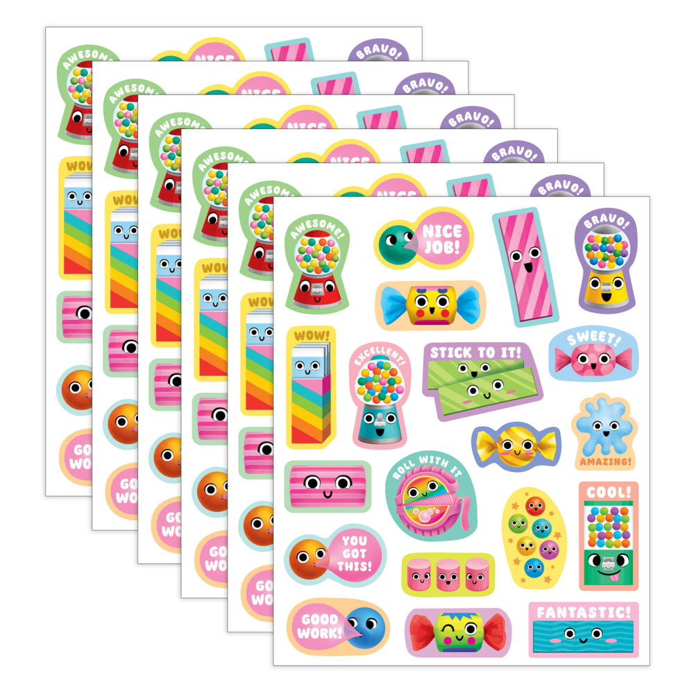 Teacher Created Resources Smelly Stickers, Bubble Gum, 120 Per Pack, Set Of 6 Packs MPN:TCR9446-6