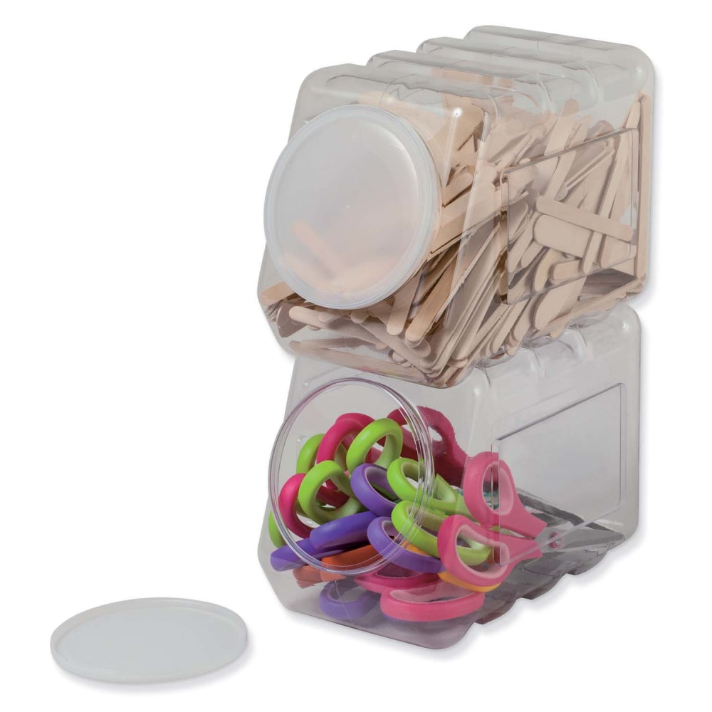 Pacon Interlocking Storage Containers With Lids, 9-1/2inH x 6-3/4inW x 5-1/2inD, Clear, Set Of 2 Containers MPN:PAC27660-2
