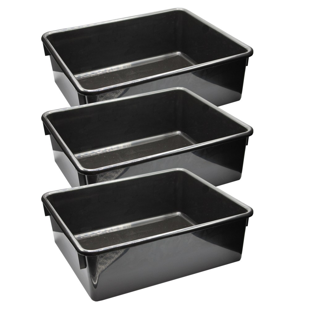 Romanoff Products Double Stowaway Trays, 5-1/2inH x 13-1/2inW x 16inD, Black, Pack Of 3 Trays MPN:ROM13110-3