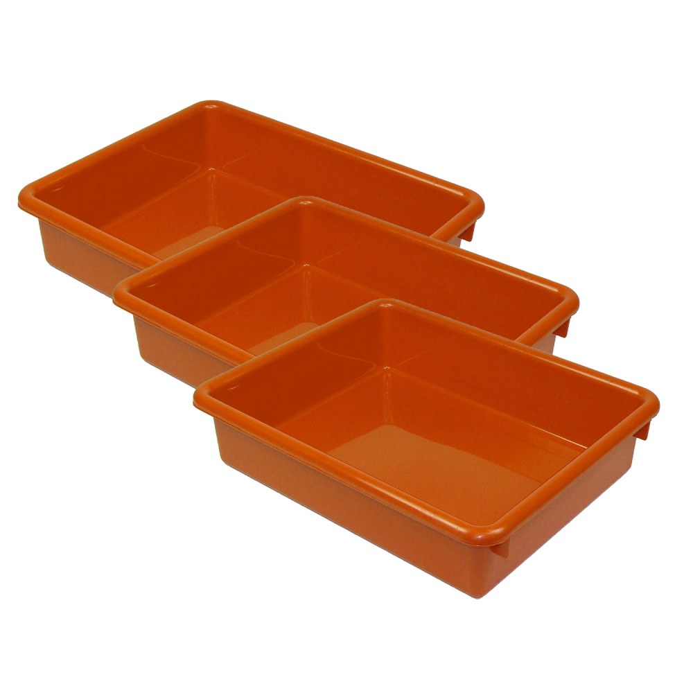 Romanoff Products Stowaway Letter Trays, 3inH x 10-1/2inW x 13inD, Orange, Pack Of 3 Trays MPN:ROM15109-3