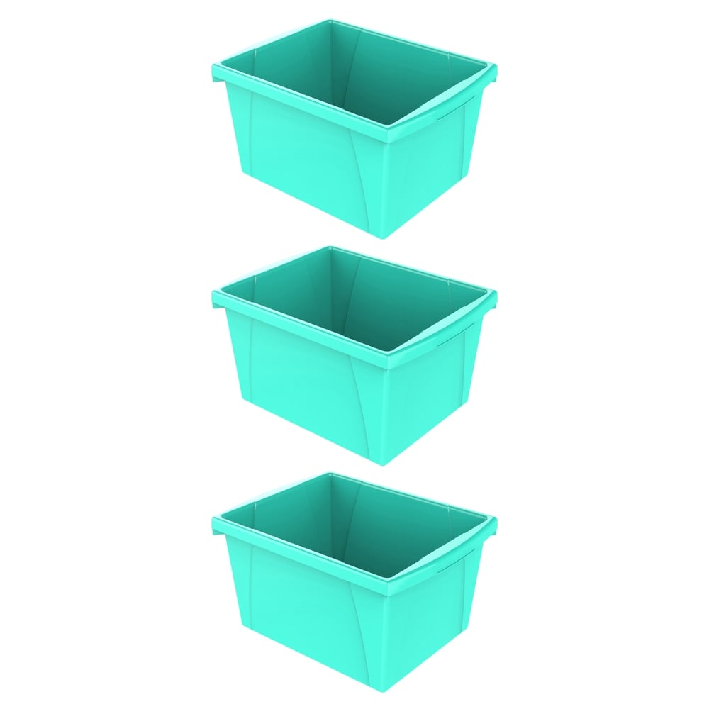 Storex Classroom Storage Bins, 4 Gallon, 7-15/16inH x 11-5/16inW x 13-5/8inD, Teal, Pack Of 3 Bins MPN:STX61477U06C-3