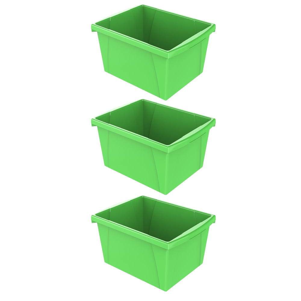 Storex Classroom Storage Bins, 4 Gallon, 7-15/16inH x 11-5/16inW x 13-5/8inD, Green, Pack Of 3 Bins MPN:STX61480U06C-3