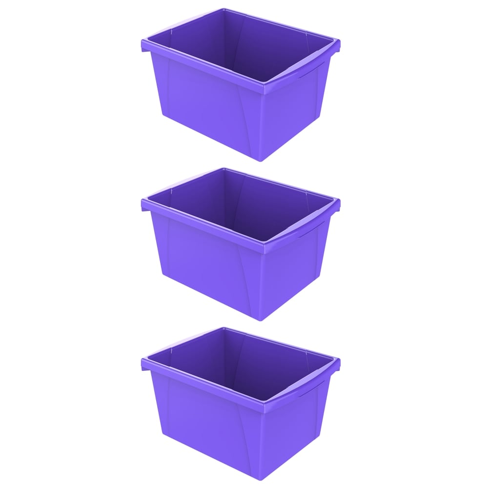 Storex Classroom Storage Bins, 4 Gallon, 7-15/16inH x 11-5/16inW x 13-5/8inD, Purple, Pack Of 3 Bins MPN:STX61481U06C-3