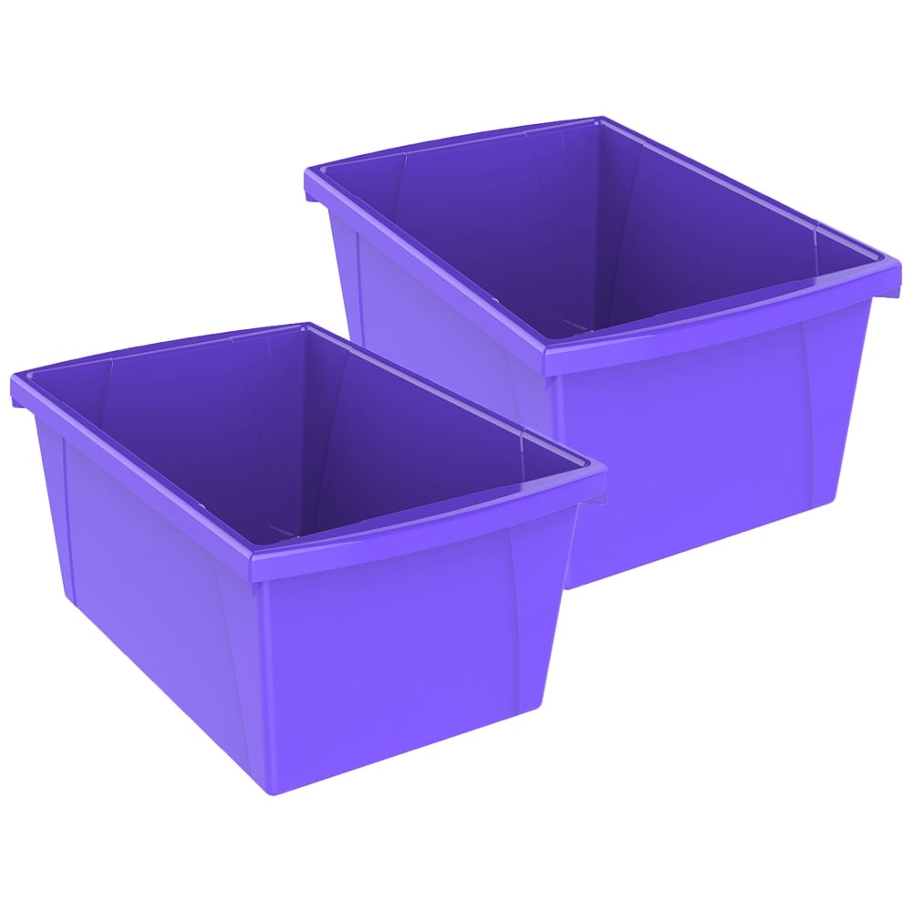 Storex Classroom Storage Bin, Medium, Purple, Pack Of 2 MPN:STX61486U06C-2