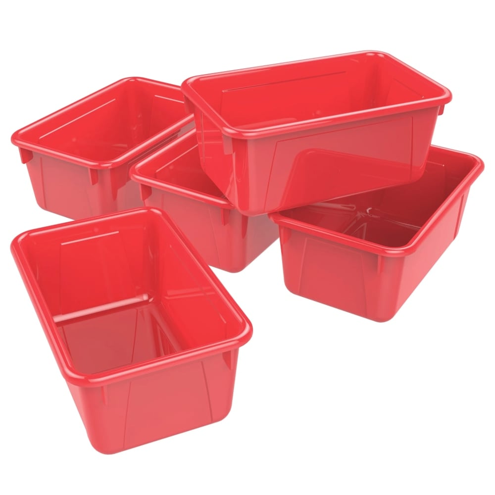 Storex Small Cubby Bins, 5-1/4inH x 8inW x 12-5/16inD, Red, Pack Of 5 Bins MPN:STX62415U05C-5