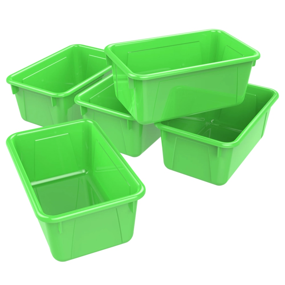 Storex Small Cubby Bins, 5-1/4inH x 8inW x 12-5/16inD, Green, Pack Of 5 Bins MPN:STX62417U05C-5