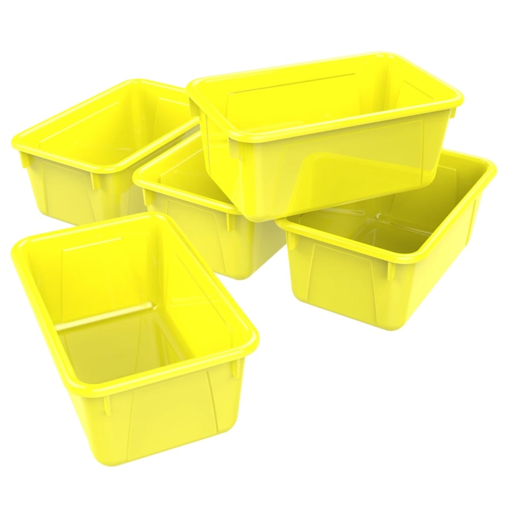 Storex Small Cubby Bins, 5-1/4inH x 8inW x 12-5/16inD, Yellow, Pack Of 5 Bins MPN:STX62418U05C-5