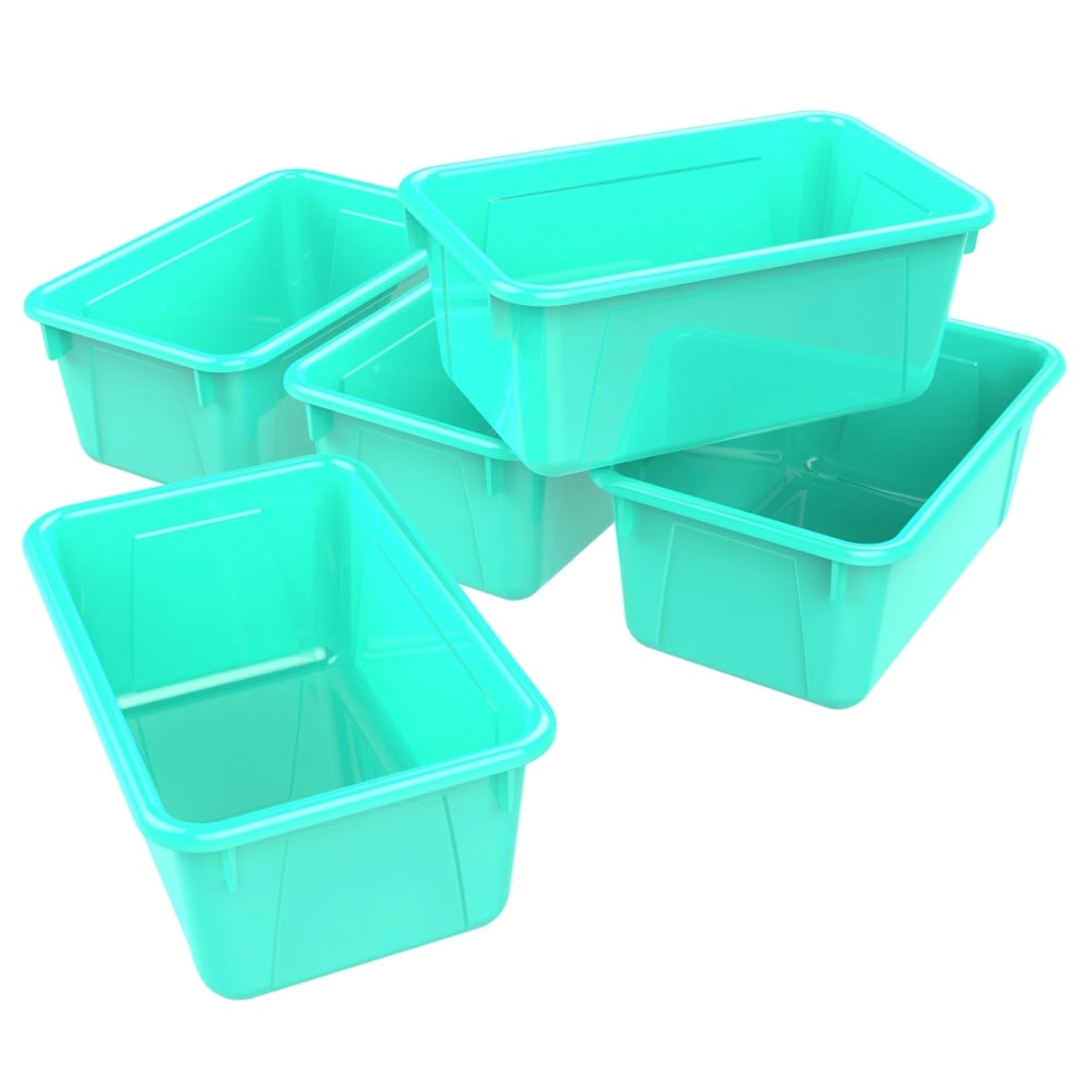 Storex Small Cubby Bins, 5-1/4inH x 8inW x 12-5/16inD, Teal, Pack Of 5 Bins MPN:STX62420U05C-5