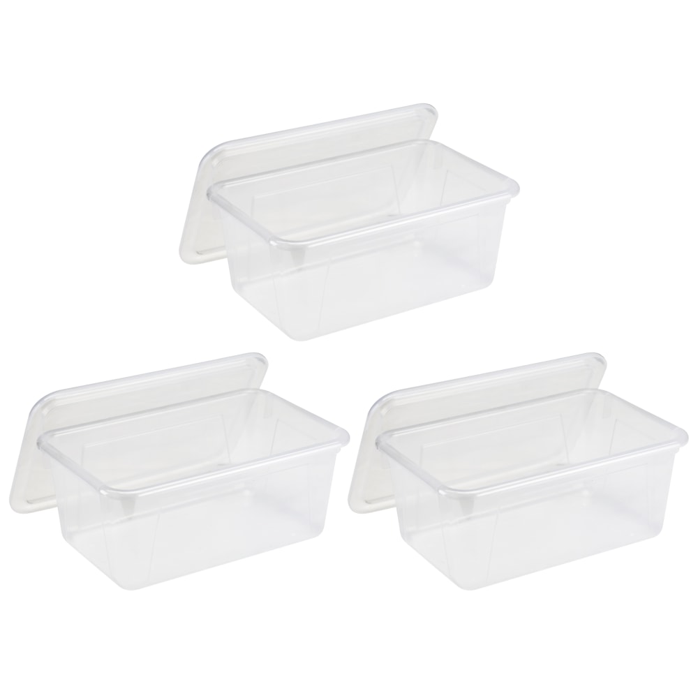 Storex Small Cubby Bins with Lids, 5-1/8inH x 7-13/16inW x 12-1/4inD, Clear, Pack Of 3 Bins MPN:STX62436U05C-3