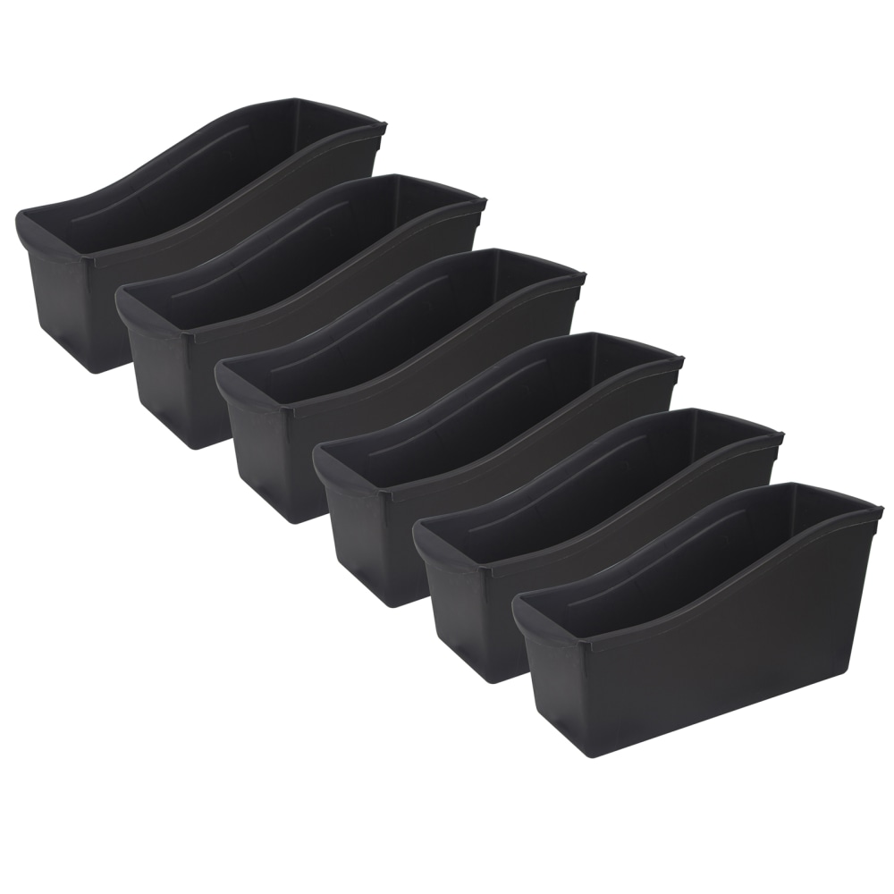 Storex Large Book Bins, 7inH x 5-5/16inW x 14-5/16inD, Black, Set Of 6 Bins MPN:STX70109E06C-6