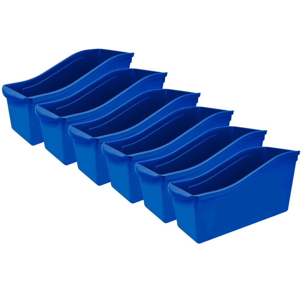 Storex Large Book Bins, 12inH x 5-1/4inW x 7inD, Blue, Pack Of 6 Bins MPN:STX71101U06C-6
