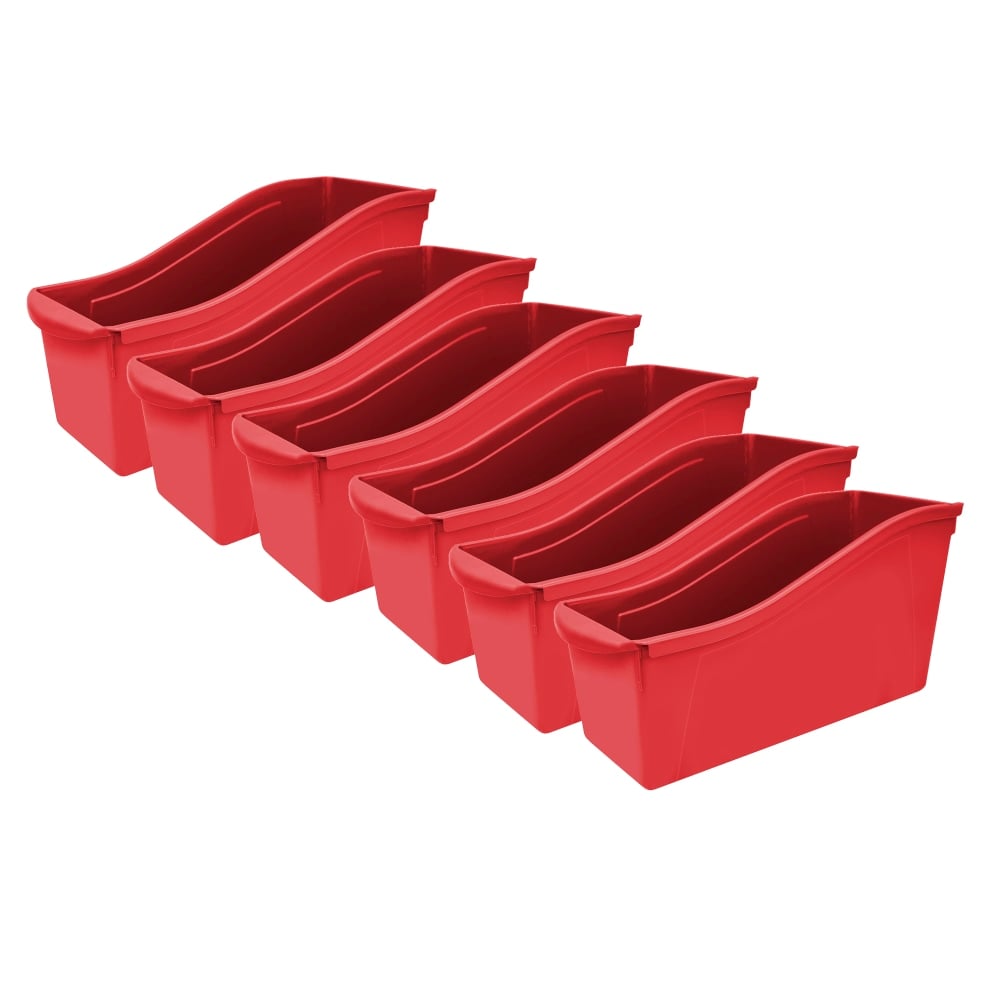 Storex Large Book Bins, 12inH x 5-1/4inW x 7inD, Red, Pack Of 6 Bins MPN:STX71102U06C-6