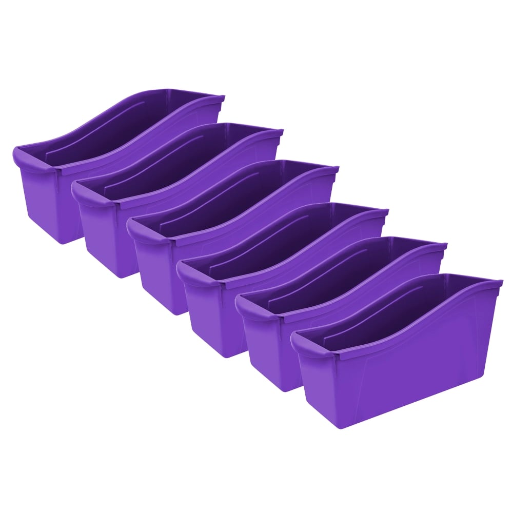 Storex Large Book Bins, 12inH x 5-1/4inW x 7inD, Purple, Pack Of 6 Bins MPN:STX71103U06C-6