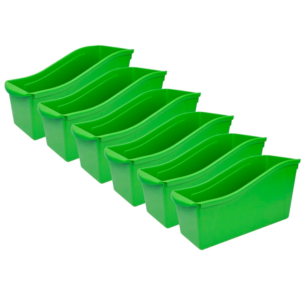 Storex Large Book Bins, 12inH x 5-1/4inW x 7inD, Green, Pack Of 6 Bins MPN:STX71104U06C-6