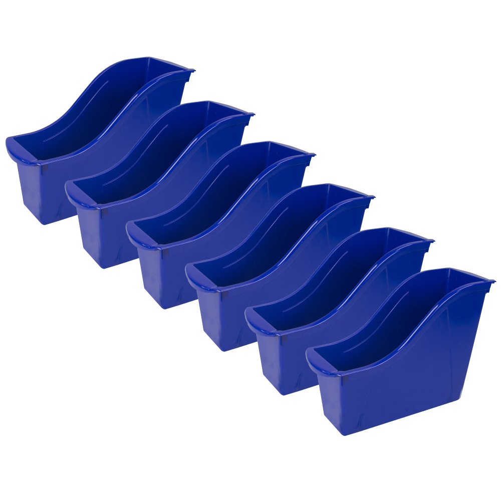 Storex Small Book Bins, 8-1/2inH x 4-1/2inW x 11-3/4inD, Blue, Pack Of 6 Bins MPN:STX71108U06C-6