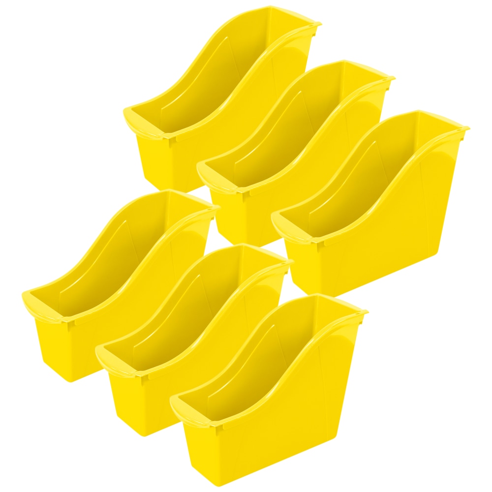 Storex Small Book Bins, 8-1/2inH x 4-1/2inW x 11-3/4inD, Yellow, Pack Of 6 Bins MPN:STX71112U06C-6