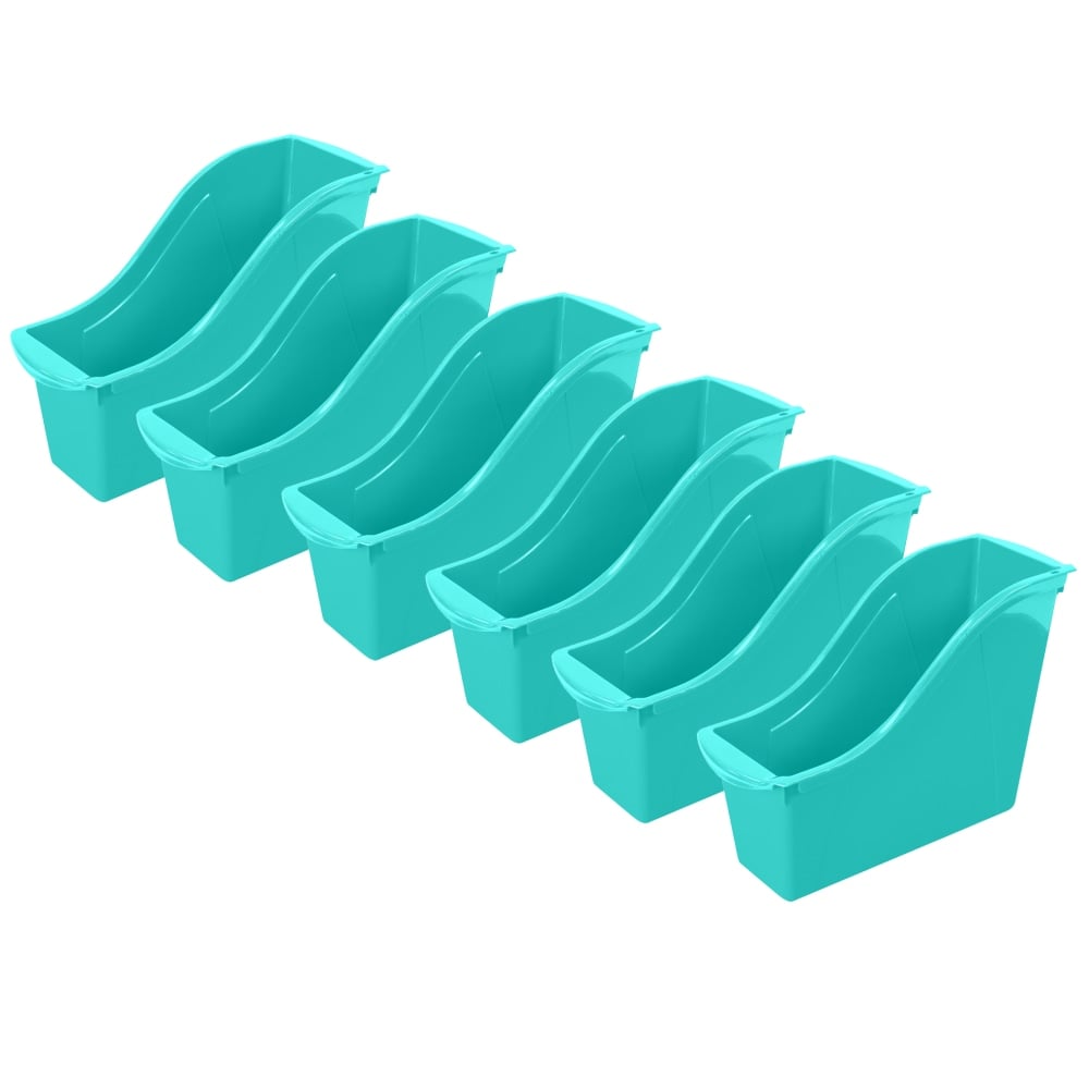 Storex Small Book Bins, 8-1/2inH x 4-1/2inW x 11-3/4inD, Teal, Pack Of 6 Bins MPN:STX71114U06C-6