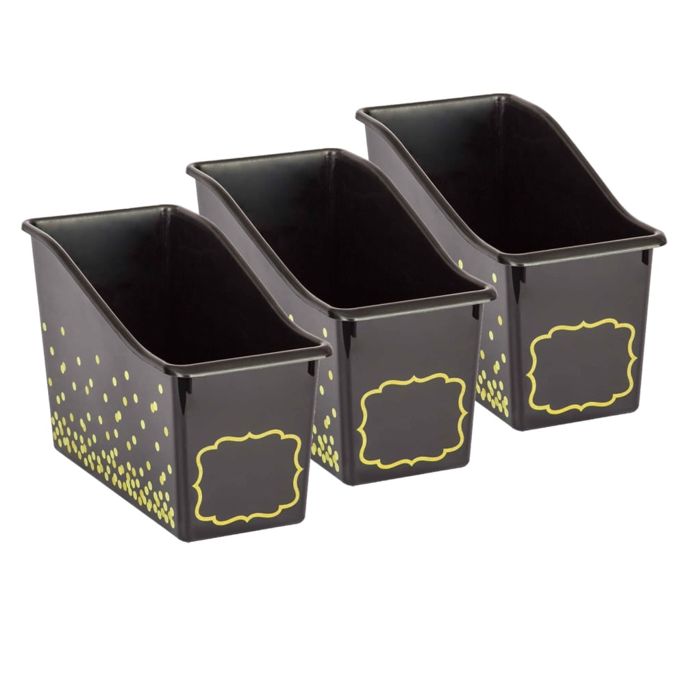 Teacher Created Resources Plastic Book Bins, 7-1/2inH x 11-3/8inW x 5-1/2inD, Black Confetti, Pack Of 3 Bins MPN:TCR20336-3