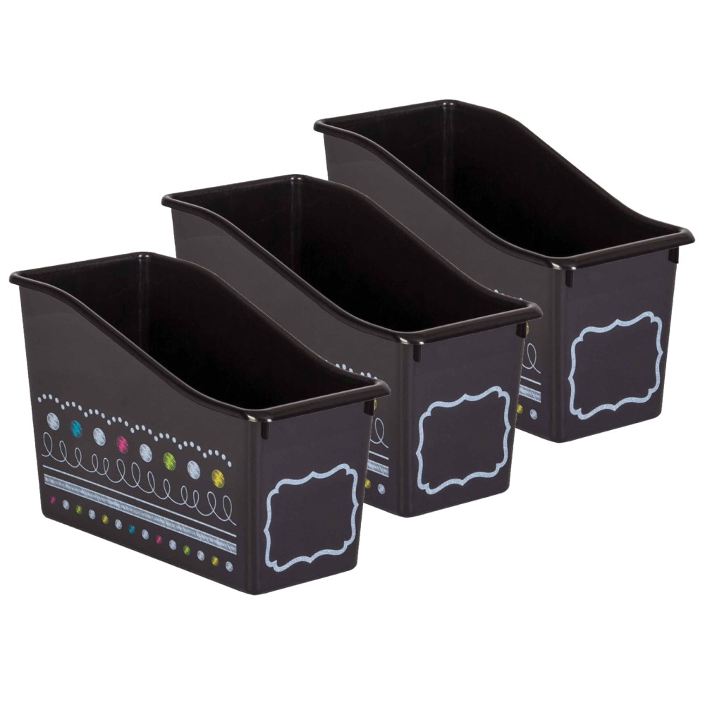 Teacher Created Resources Chalkboard Brights Plastic Book Bins, 5-1/2in x 7-1/2in x 11-3/8in, Pack Of 3 Bins MPN:TCR20341-3