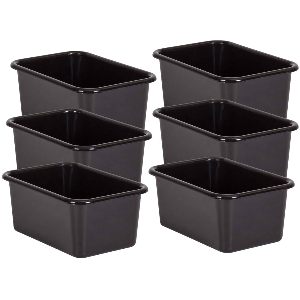 Teacher Created Resources Small Plastic Storage Bins, 5inH x 11-3/8inW x 7-3/4inD, Black, Pack Of 6 Bins MPN:TCR20380-6