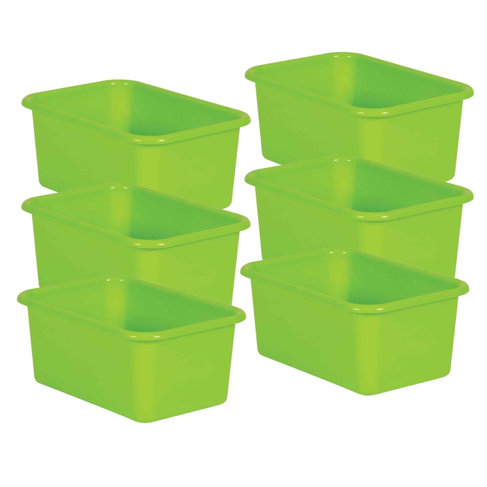 Teacher Created Resources Small Plastic Storage Bins, 5inH x 11-3/8inW x 7-3/4inD, Lime, Pack Of 6 MPN:TCR20382-6