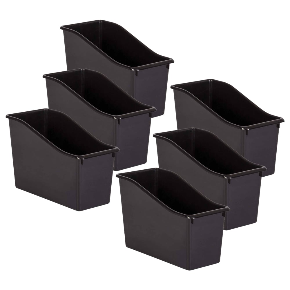 Teacher Created Resources Plastic Book Bins, 7-1/2inH x 11-3/8inW x 5-1/2inD, Black, Pack Of 6 Bins MPN:TCR20386-6