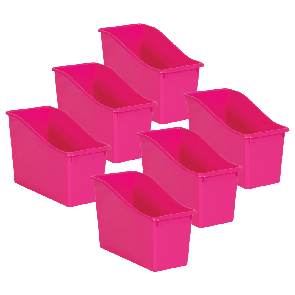 Teacher Created Resources Plastic Book Bins, 7-1/2inH x 11-3/8inW x 5-1/2inD, Pink, Pack Of 6 Bins MPN:TCR20390-6
