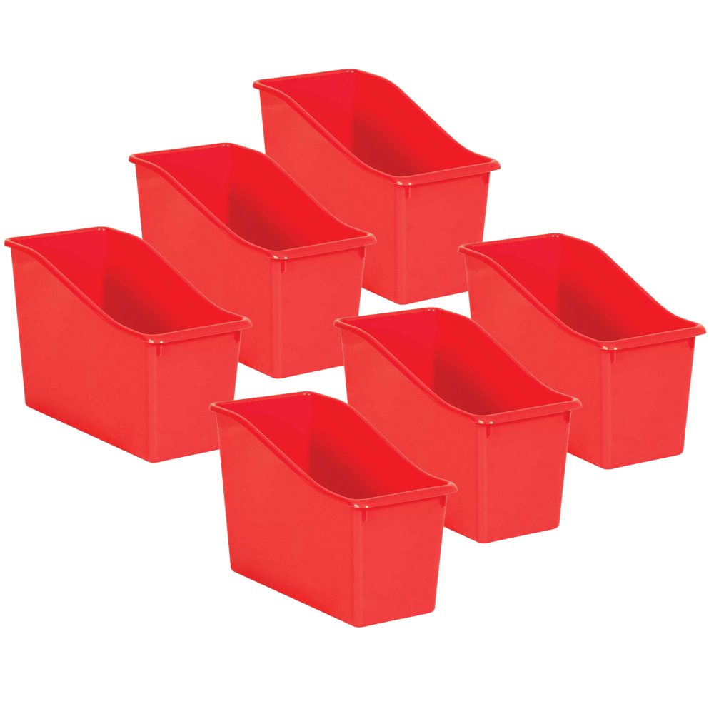 Teacher Created Resources Plastic Book Bins, 7-1/2inH x 11-3/8inW x 5-1/2inD, Red, Pack Of 6 Bins MPN:TCR20391-6