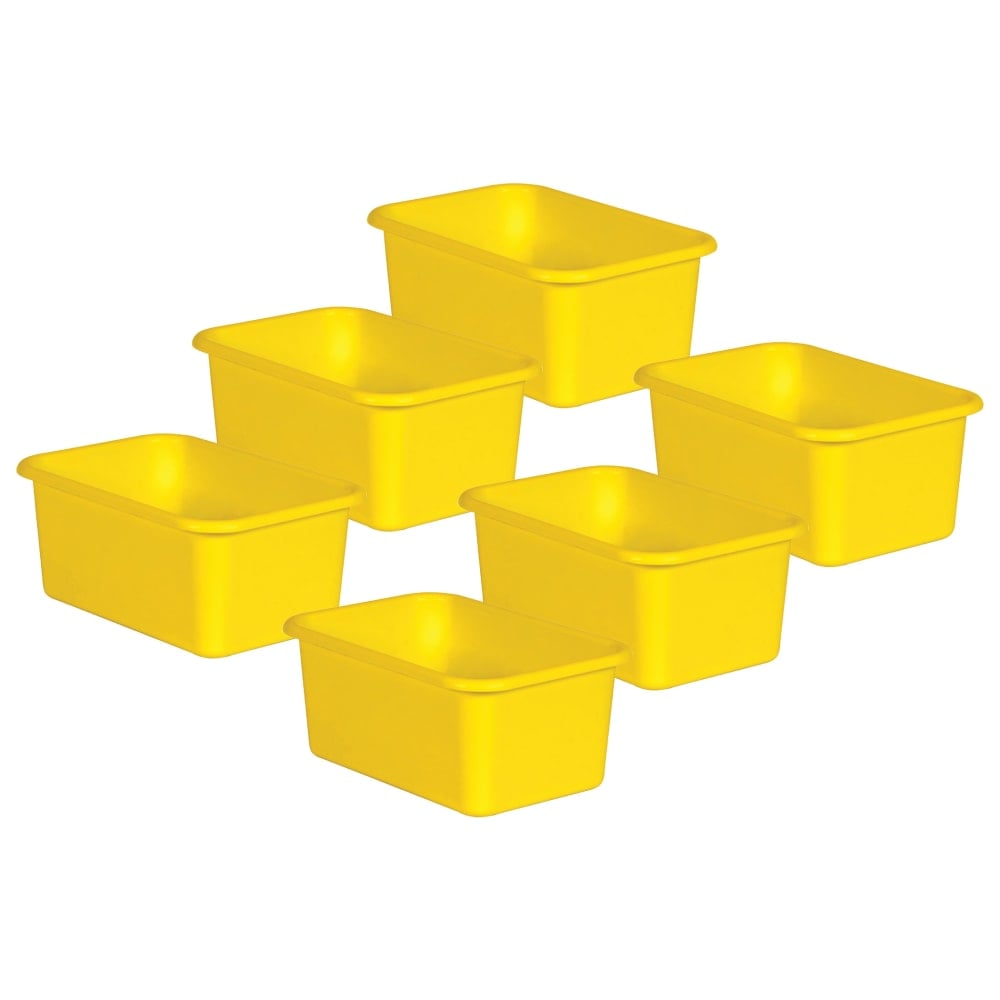 Teacher Created Resources Small Plastic Storage Bins, 5inH x 11-3/8inW x 7-3/4inD, Yellow, Pack Of 6 MPN:TCR20392-6