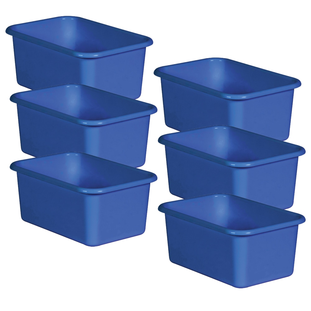 Teacher Created Resources Small Plastic Storage Bins, 5inH x 11-3/8inW x 7-3/4inD, Blue, Pack Of 6 MPN:TCR20393-6