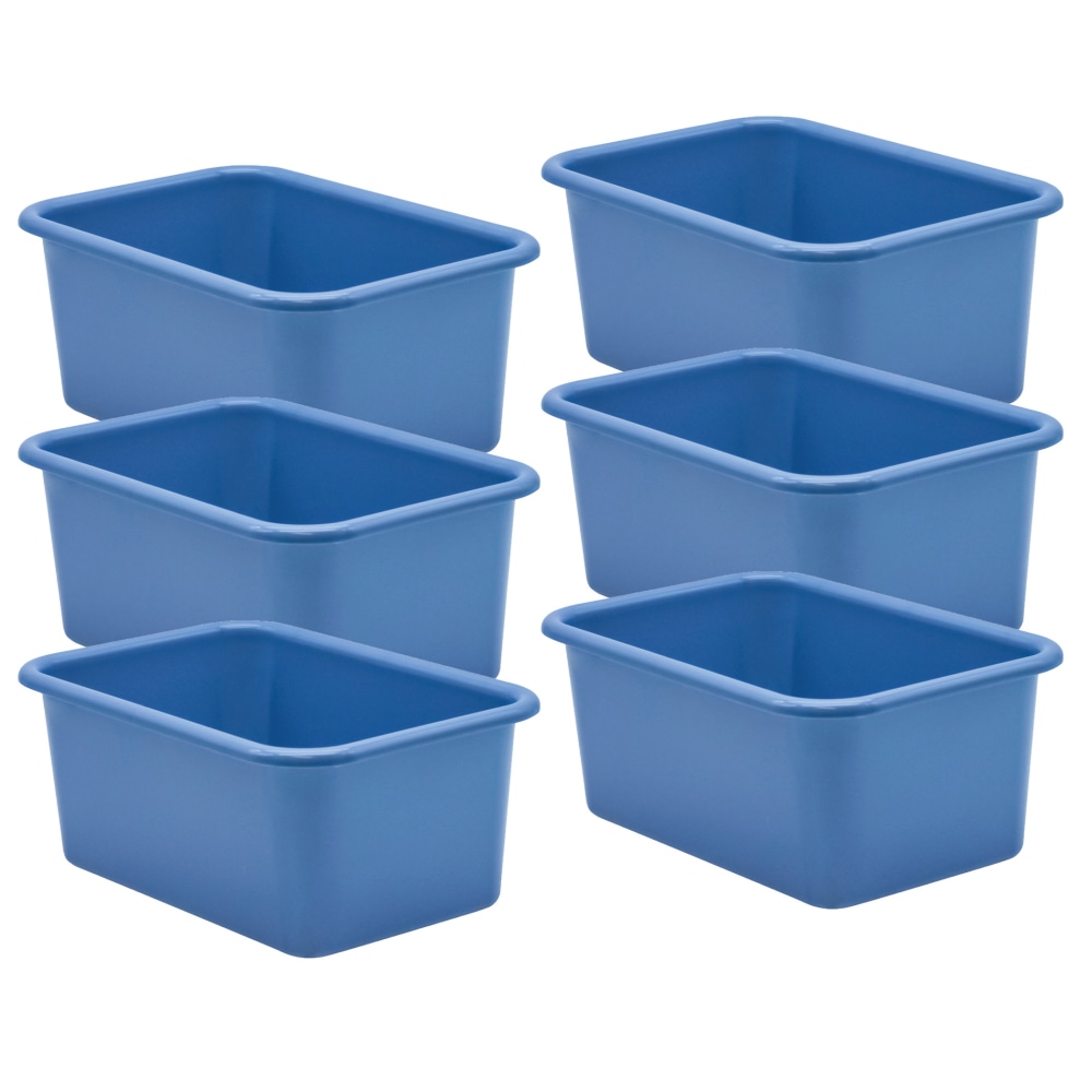 Teacher Created Resources Small Plastic Storage Bins, 5inH x 11-3/8inW x 7-3/4inD, Slate Blue, Pack Of 6 MPN:TCR20397-6