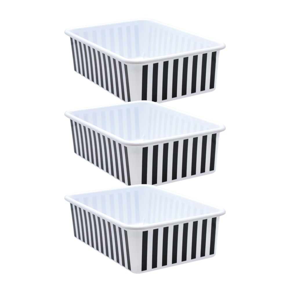 Teacher Created Resources Plastic Storage Bin, Large, Black and White Stripes, Pack Of 3 MPN:TCR20418-3