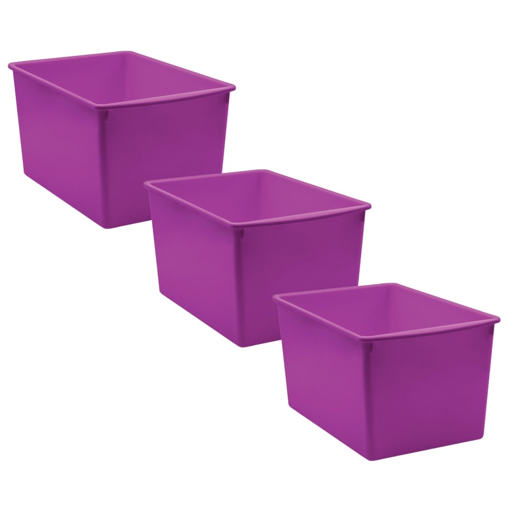Teacher Created Resources Plastic Multi-Purpose Bins, 7-1/2inH x 9-1/4inW x 14inD, Purple, Pack Of 6 Bins MPN:TCR20426-3