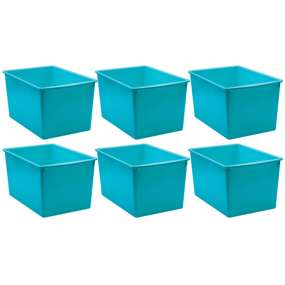 Teacher Created Resources Plastic Multi-Purpose Bins, 7-1/2inH x 9-1/4inW x 14inD, Teal, Pack Of 6 Bins MPN:TCR20428-6