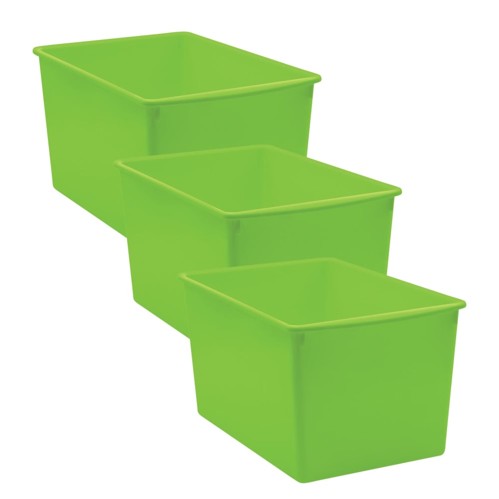 Teacher Created Resources Plastic Multi-Purpose Bins, 7-1/2inH x 9-1/4inW x 14inD, Lime, Pack Of 3 Bins MPN:TCR20429-3